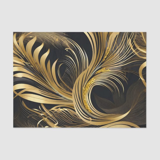Abstract Golden Swirls Tissue Paper (Front)