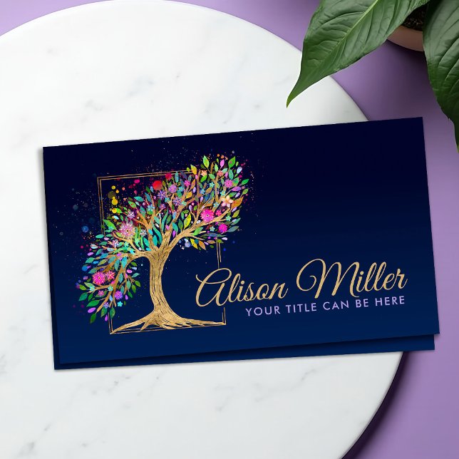 Abstract Golden Tree - Colourful Foliage Business Card (Creator Uploaded)