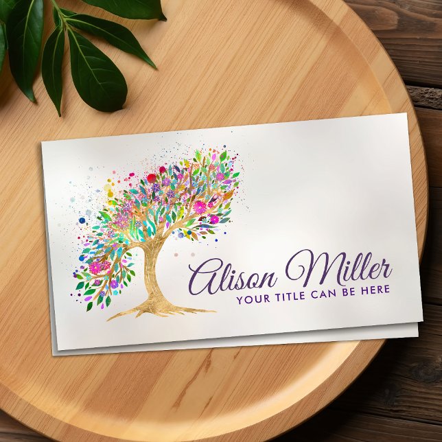 Abstract Golden Tree - Colourful Foliage Business Card (Creator Uploaded)