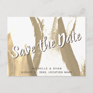Abstract Golden Tulip Floral Wedding Save the Date Announcement Postcard