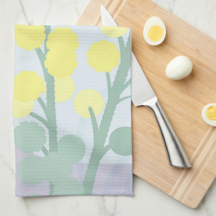 Abstract Golden Wattle Modern Acacia Illustrative  Kitchen Towel