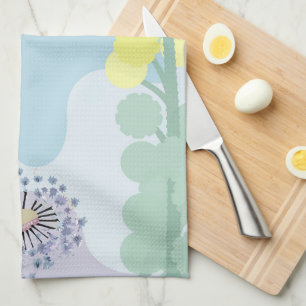 Abstract Golden Wattle Modern Acacia Illustrative  Kitchen Towel