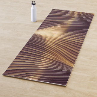 Abstract Golden Wave Lines Yoga Mat
