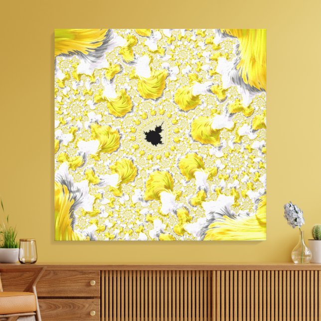 Abstract Golden Yellow Fractal Canvas Print (Insitu(LivingRoom))