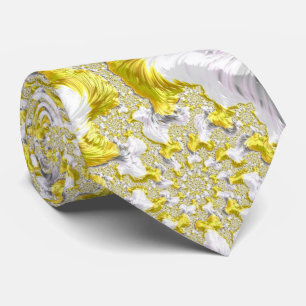 Abstract Golden Yellow Symmetrical Fractal Tie