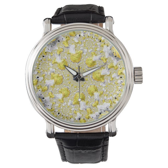 Abstract Golden Yellow Symmetrical Fractal Watch (Front)