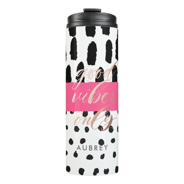 Abstract Good Vibes Only DIY Name Travel Tumbler (Front)