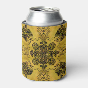 Abstract Goth Tribal Line Drawing Repeat Pattern Can Cooler