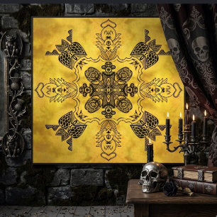 Abstract Goth Tribal Line Drawing Repeat Pattern Canvas Print