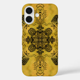 Abstract Goth Tribal Line Drawing Repeat Pattern iPhone 16 Case