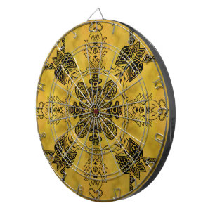 Abstract Goth Tribal Line Drawing Repeat Pattern Dartboard