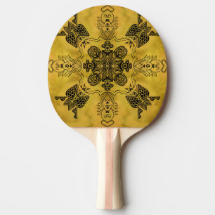 Abstract Goth Tribal Line Drawing Repeat Pattern Ping Pong Paddle