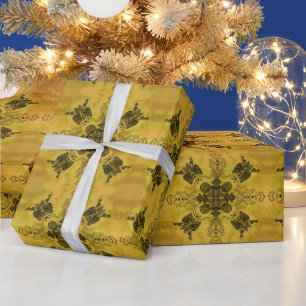 Abstract Goth Tribal Line Drawing Repeat Pattern Wrapping Paper