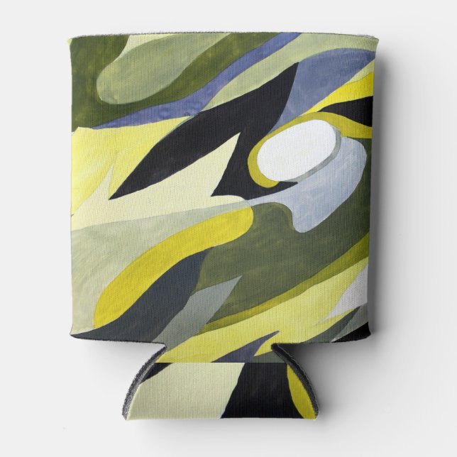 Abstract Gouache Composition: Yellow, Grey, Black. Can Cooler (Front)