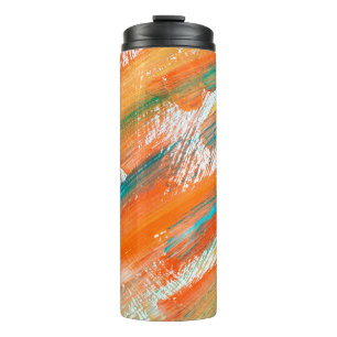 Abstract gouache painting different bright colors. thermal tumbler