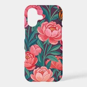 Abstract Gouache Peonies & Monarchs iPhone Cases