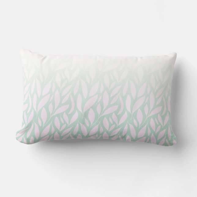 Abstract Gradient Hand Drew Leaf Doodle Pattern Lumbar Pillow (Front)