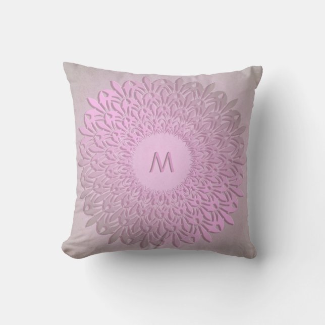 Abstract  gradient mandala. monogram throw pillow (Front)