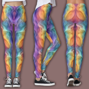 Abstract Gradient Pattern   Rainbow Wave Leggings