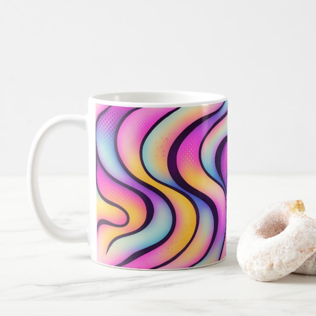 Abstract Gradient Waves Mug (With Donut)