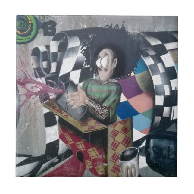 Abstract Graffiti Artwork Tile (Front)