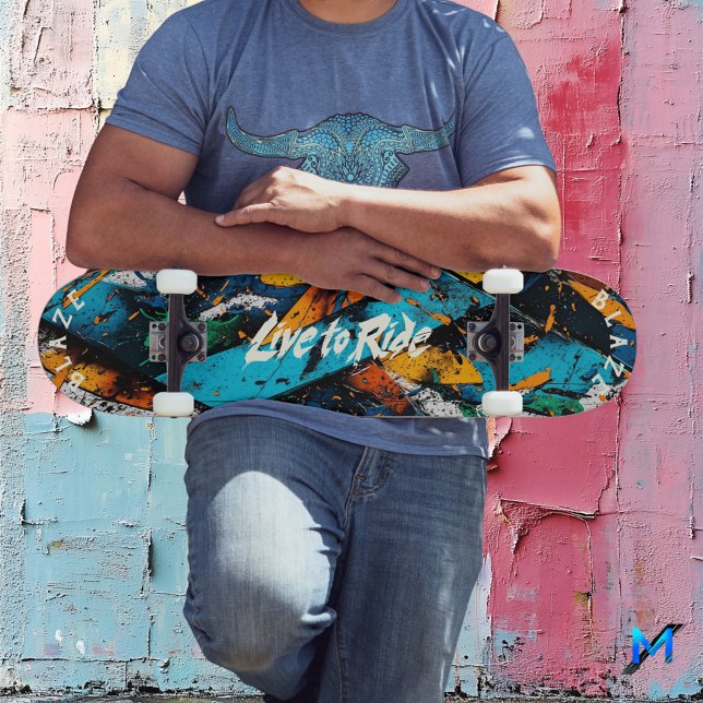 Abstract Graffiti Pop Art - Bold Live to Ride Skateboard (Creator Uploaded)