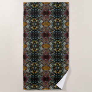 Abstract Graffiti Splatter Painting Art On Black Beach Towel