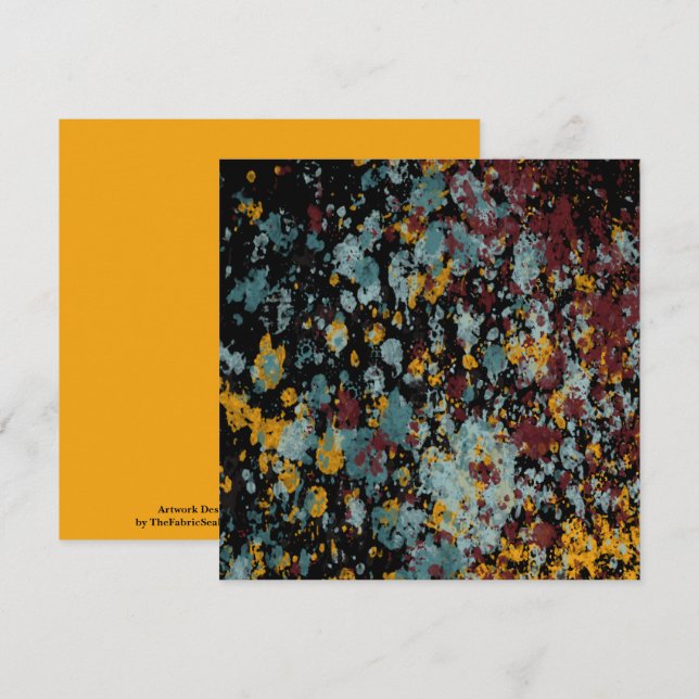 Abstract Graffiti Splatter Painting Art On Black Card (Front/Back)