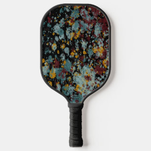 Abstract Graffiti Splatter Painting Art On Black Pickleball Paddle