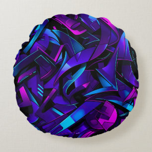 Abstract Graffiti Street Swirl Round Pillow