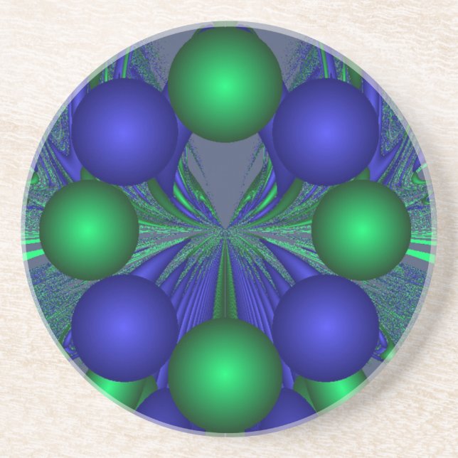 Abstract Grapes in Green and Blue Coaster (Front)