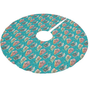 Abstract Graphic Cactus Succulent Pattern Brushed Polyester Tree Skirt