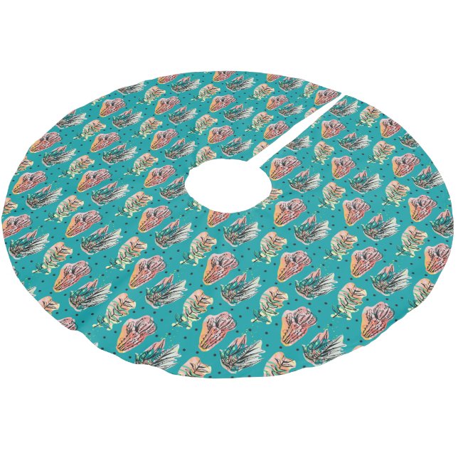 Abstract Graphic Cactus Succulent Pattern Brushed Polyester Tree Skirt (Angled)
