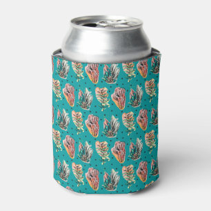 Abstract Graphic Cactus Succulent Pattern Can Cooler