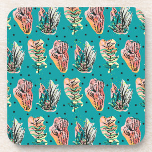 Abstract Graphic Cactus Succulent Pattern Coaster