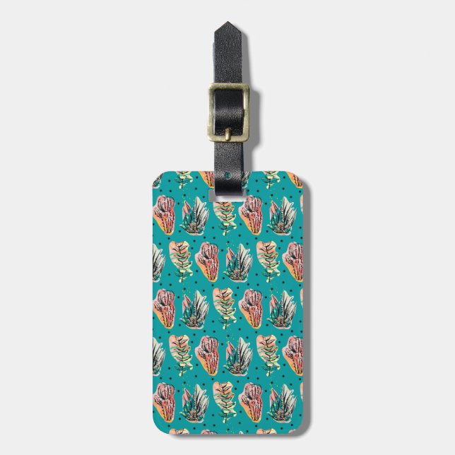 Abstract Graphic Cactus Succulent Pattern Luggage Tag (Front Vertical)