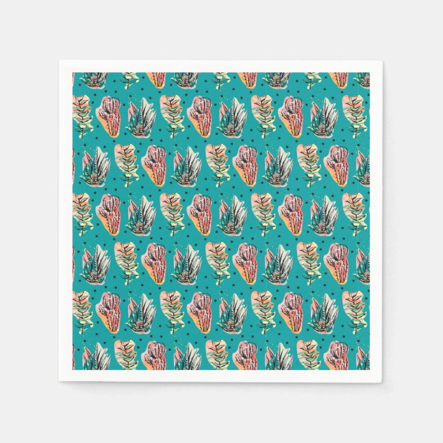 Abstract Graphic Cactus Succulent Pattern Napkin (Front)