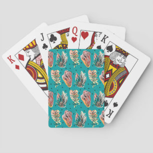 Abstract Graphic Cactus Succulent Pattern Playing Cards