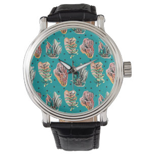 Abstract Graphic Cactus Succulent Pattern Watch