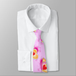 Abstract Graphic Hearts Cluster on Pink Tie