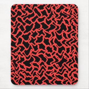 Abstract Graphic Pattern Bright Red and Black. Mouse Pad