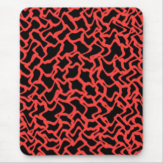 Abstract Graphic Pattern Bright Red and Black. Mouse Pad