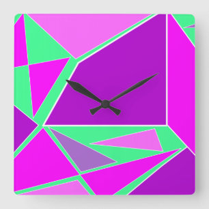Abstract graphic - purple green design square wall clock