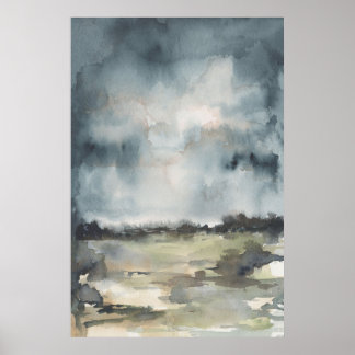 Abstract Gray Landscape Watercolor Poster
