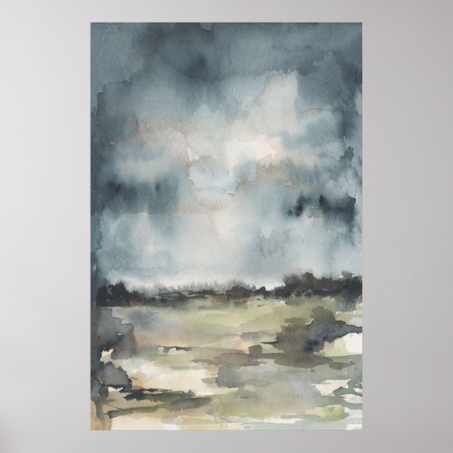 Abstract Gray Landscape Watercolor Poster (Front)