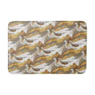 Abstract Gray Marble Texture with Flowing Gold Bath Mat
