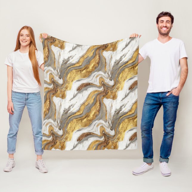 Abstract Gray Marble Texture with Flowing Gold Fleece Blanket (In Situ)