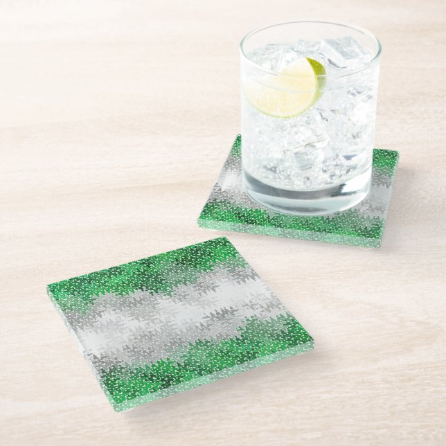 Abstract Grayromantic  Pride Flag  Glass Coaster (Angled)