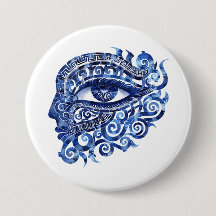 Abstract Greek Evil Eye With Greek Key