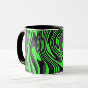 Abstract Green and Black Swirling Art  Mug